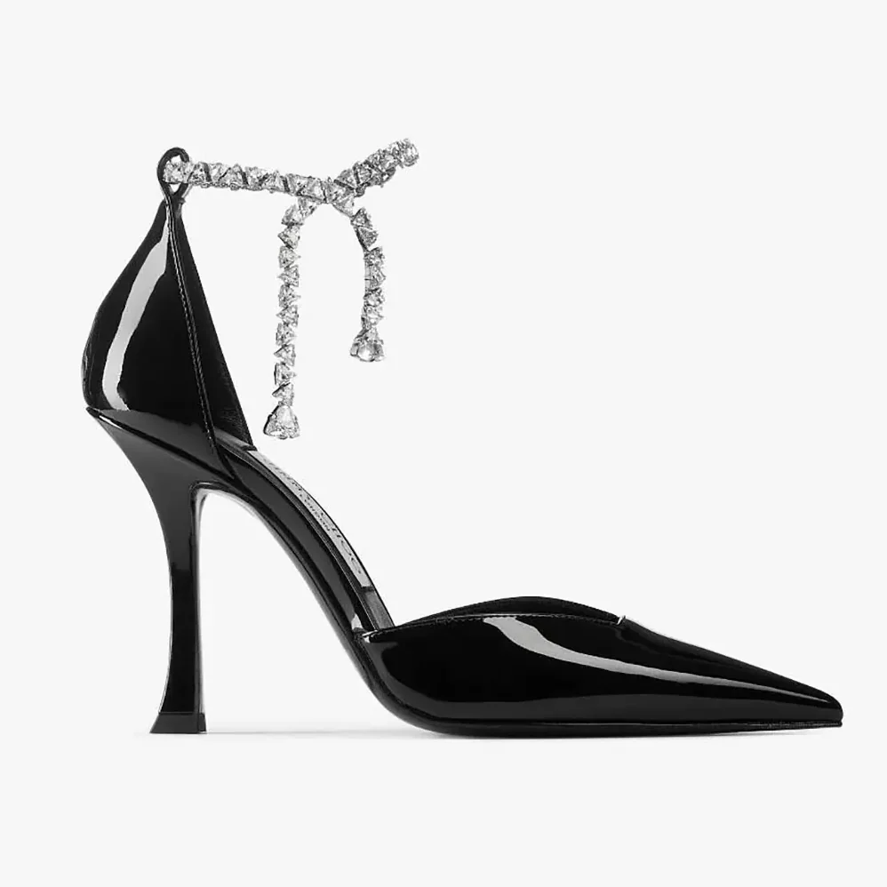 Jimmy Choo Stevie 100 Black Patent Leather Pumps for Women