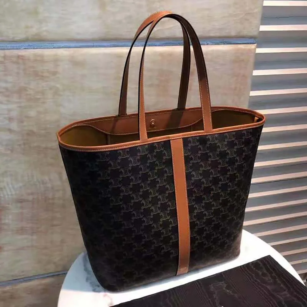 Celine Medium Cabas in Triomphe Canvas for Women in Brown