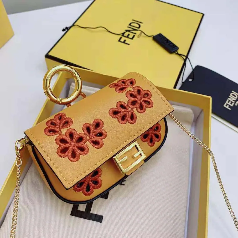 Fendi Nano Baguette Charm Orange Nappa Leather for Women