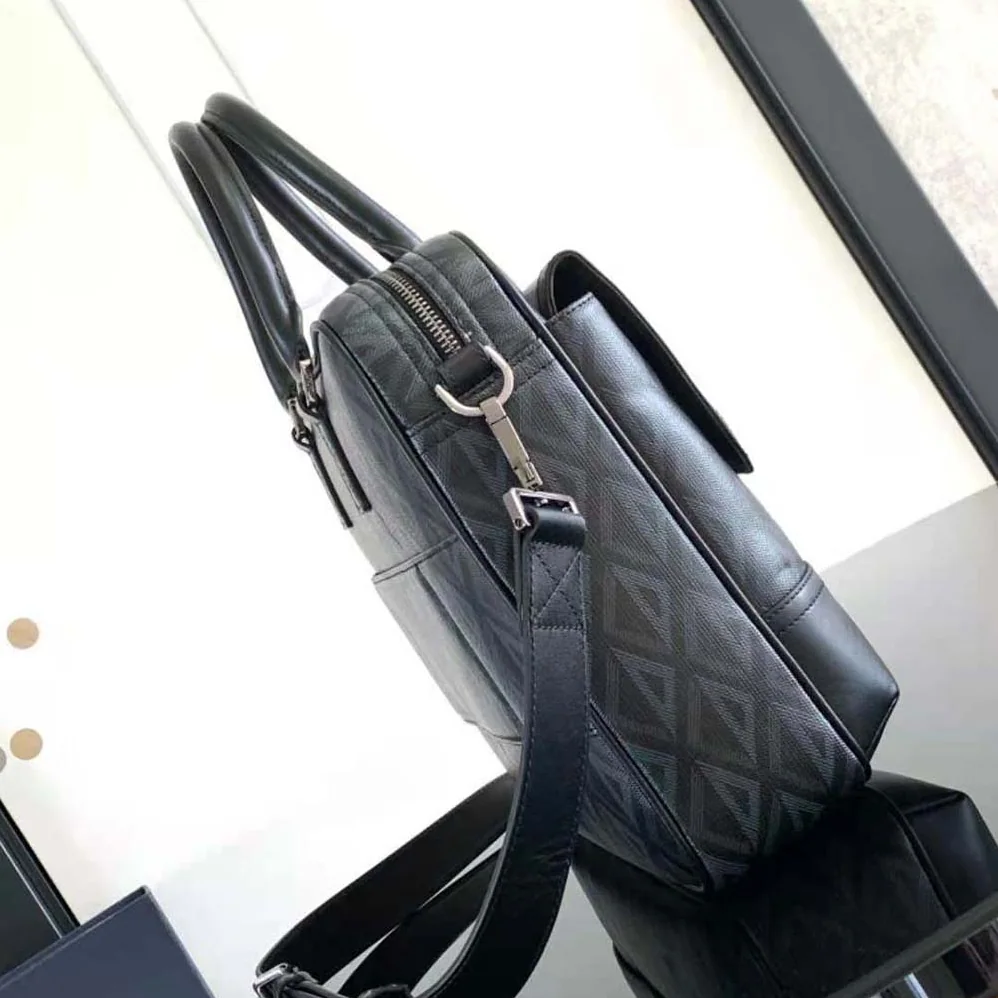 Dior Hit the Road Briefcase Black CD Diamond Canvas and Smooth Calfskin for Men Dior Hit the Road Briefcase Black CD Diamond Canvas and Smooth Calfskin for Men