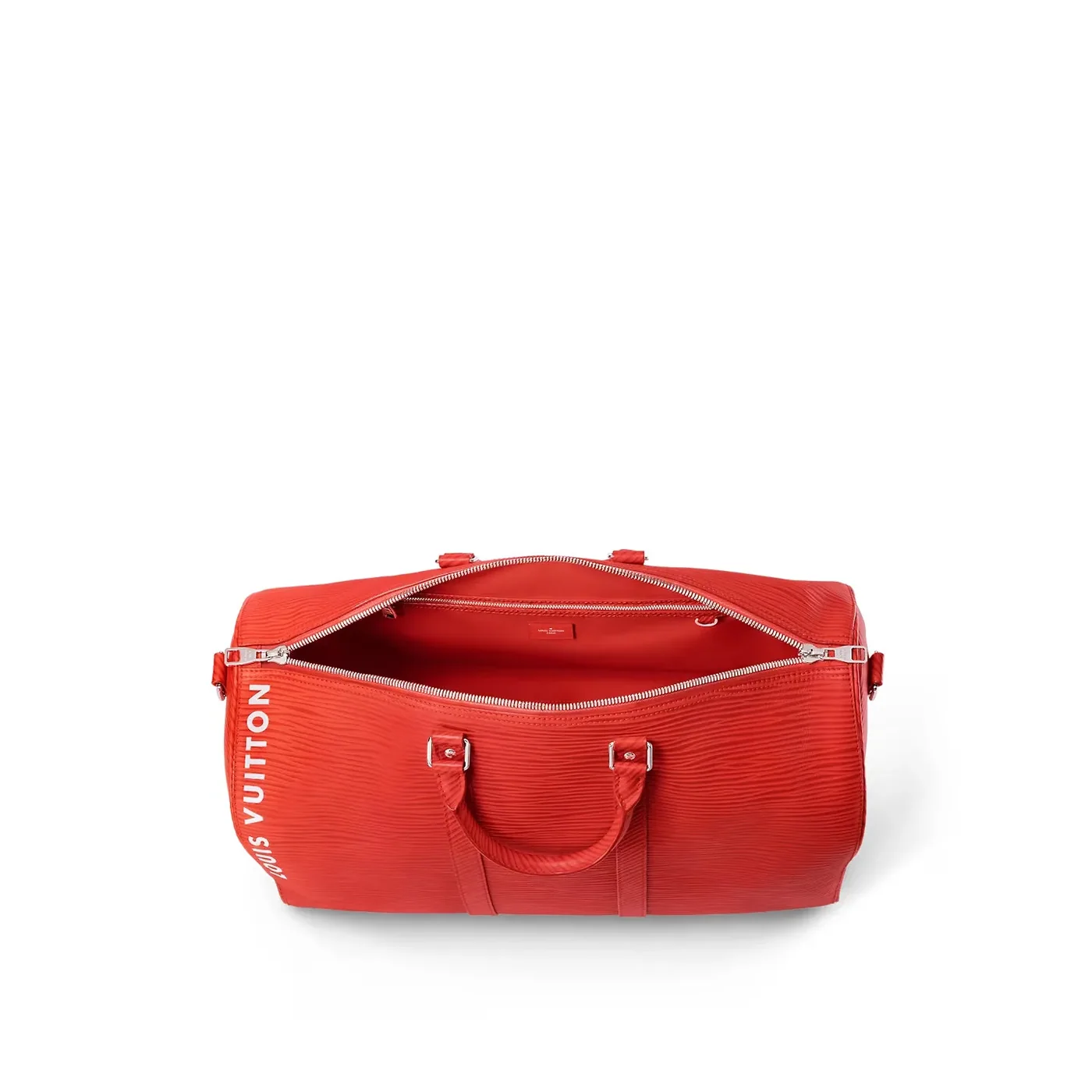 Louis Vuitton Keepall Bandouliere 50 Travel Bag in Red Palladium Hardware Louis Vuitton Keepall Bandouliere 50 Travel Bag in Red Palladium Hardware