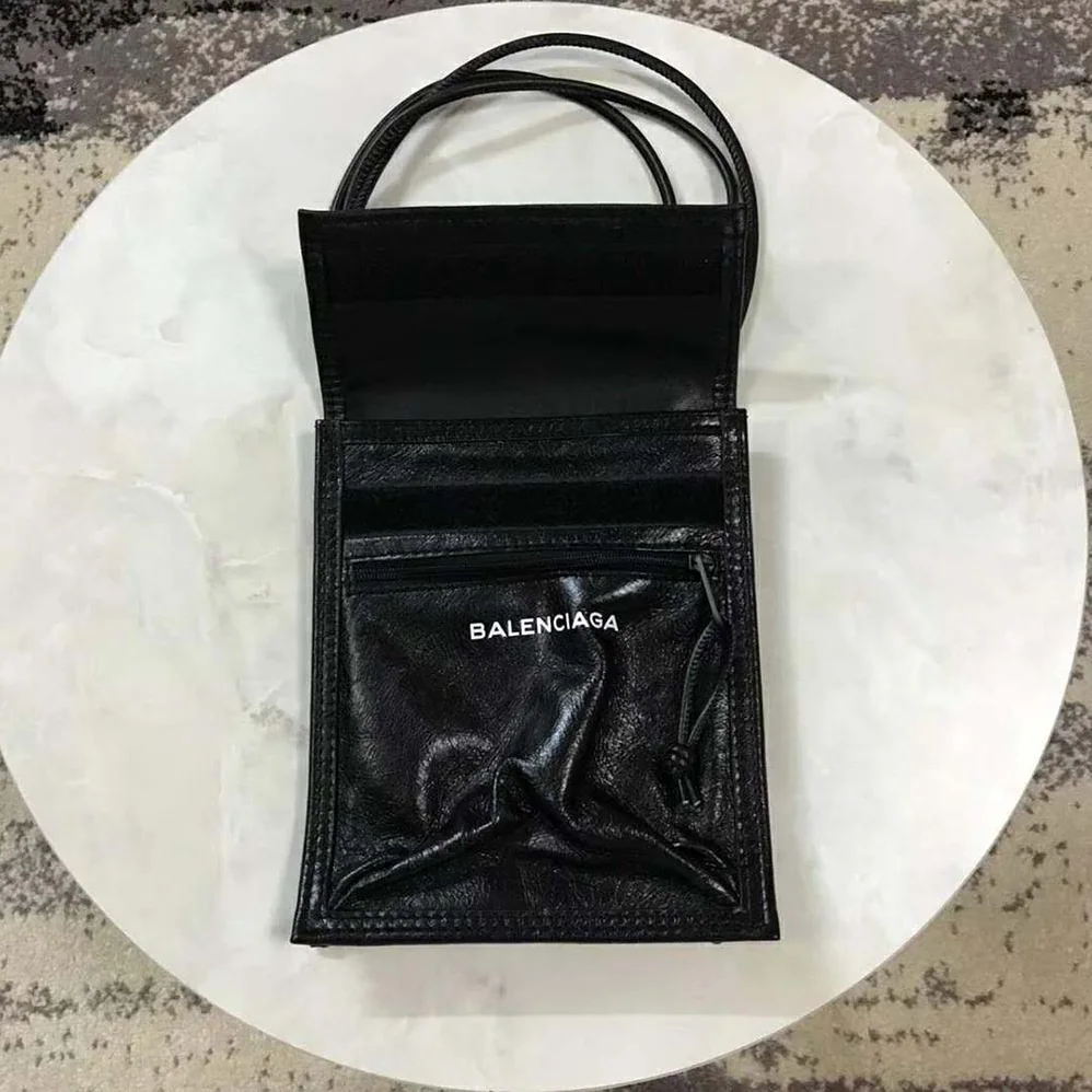 Balenciaga Explorer Pouch Strap in Leather for Men in Black Balenciaga Explorer Pouch Strap in Leather for Men in Black
