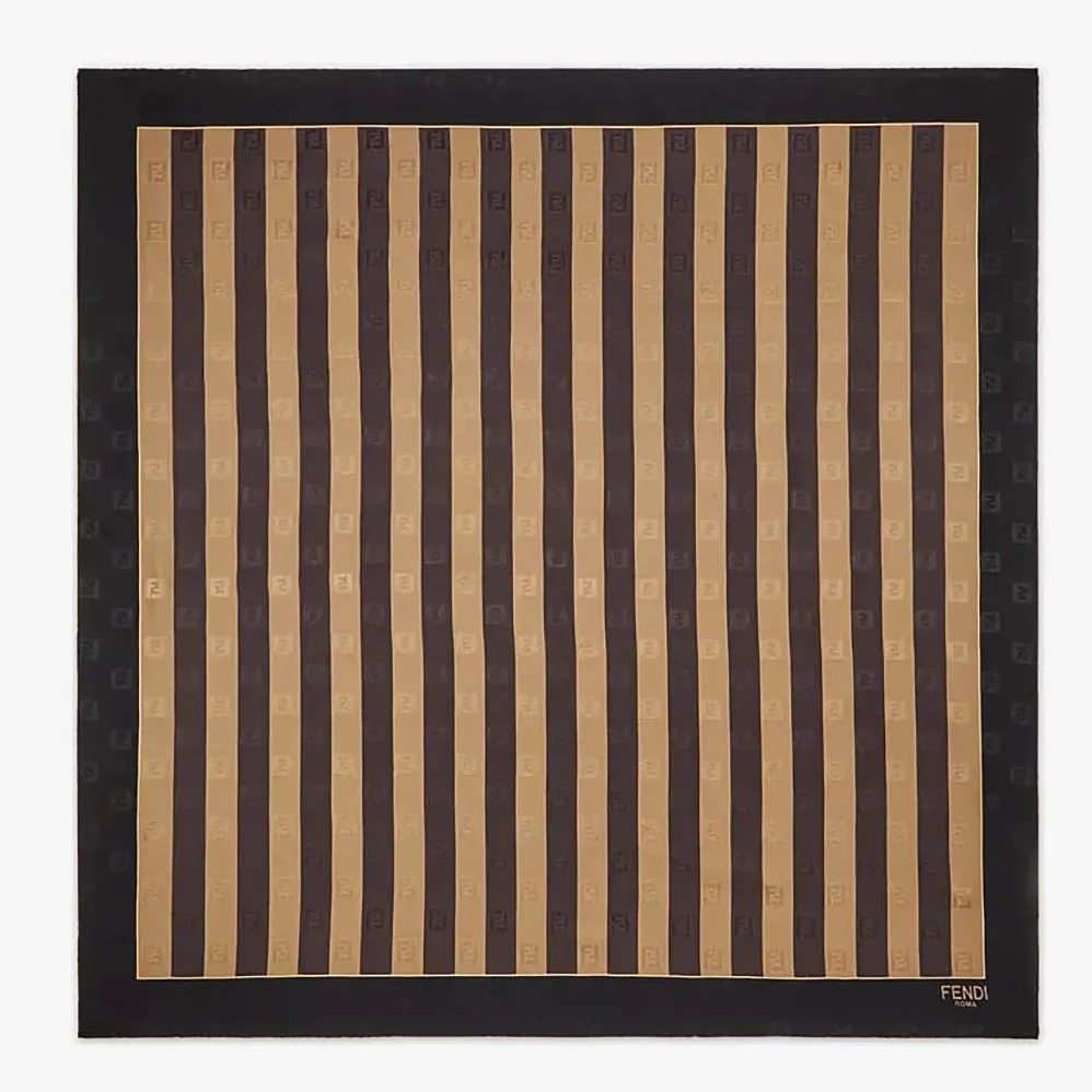 Fendi Pequin Foulard Brown Silk Foulard for Women Fendi Pequin Foulard Brown Silk Foulard for Women