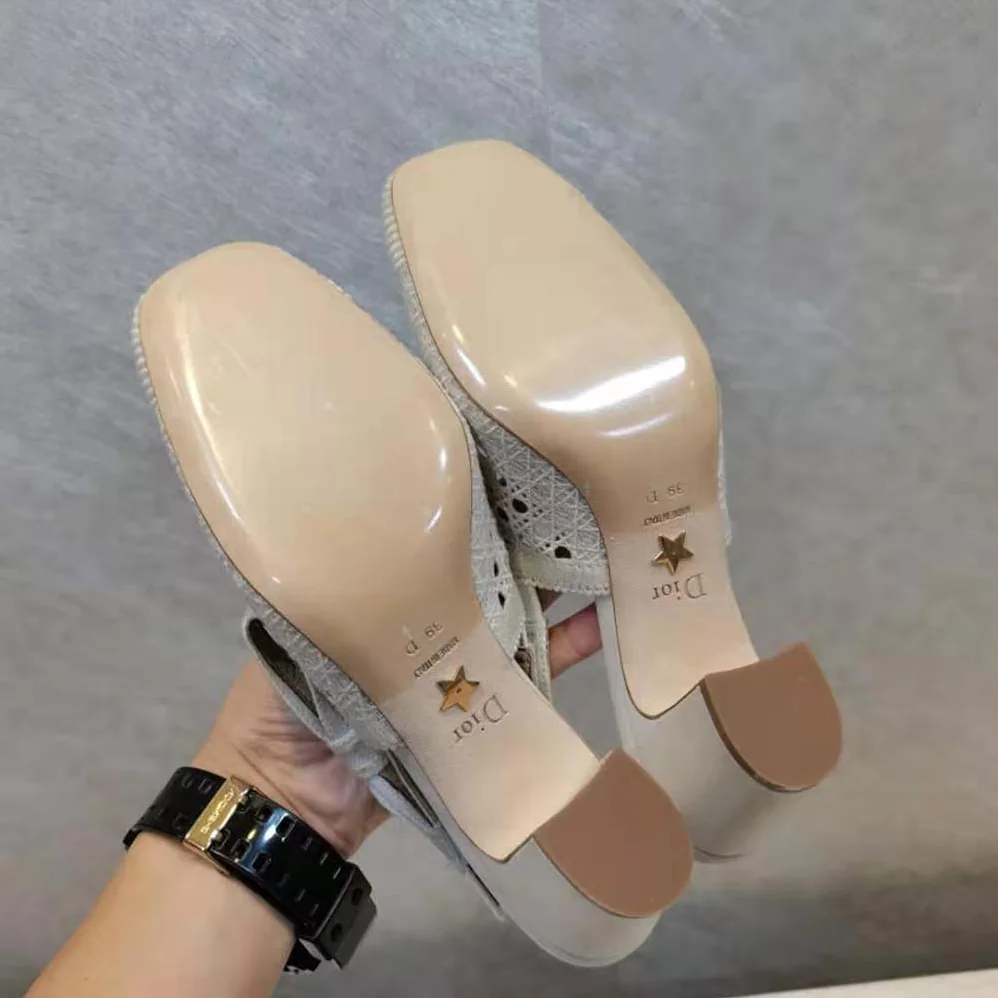Dior Dior and Moi Slingback Pump Cream Cannage Embroidered Mesh for Women