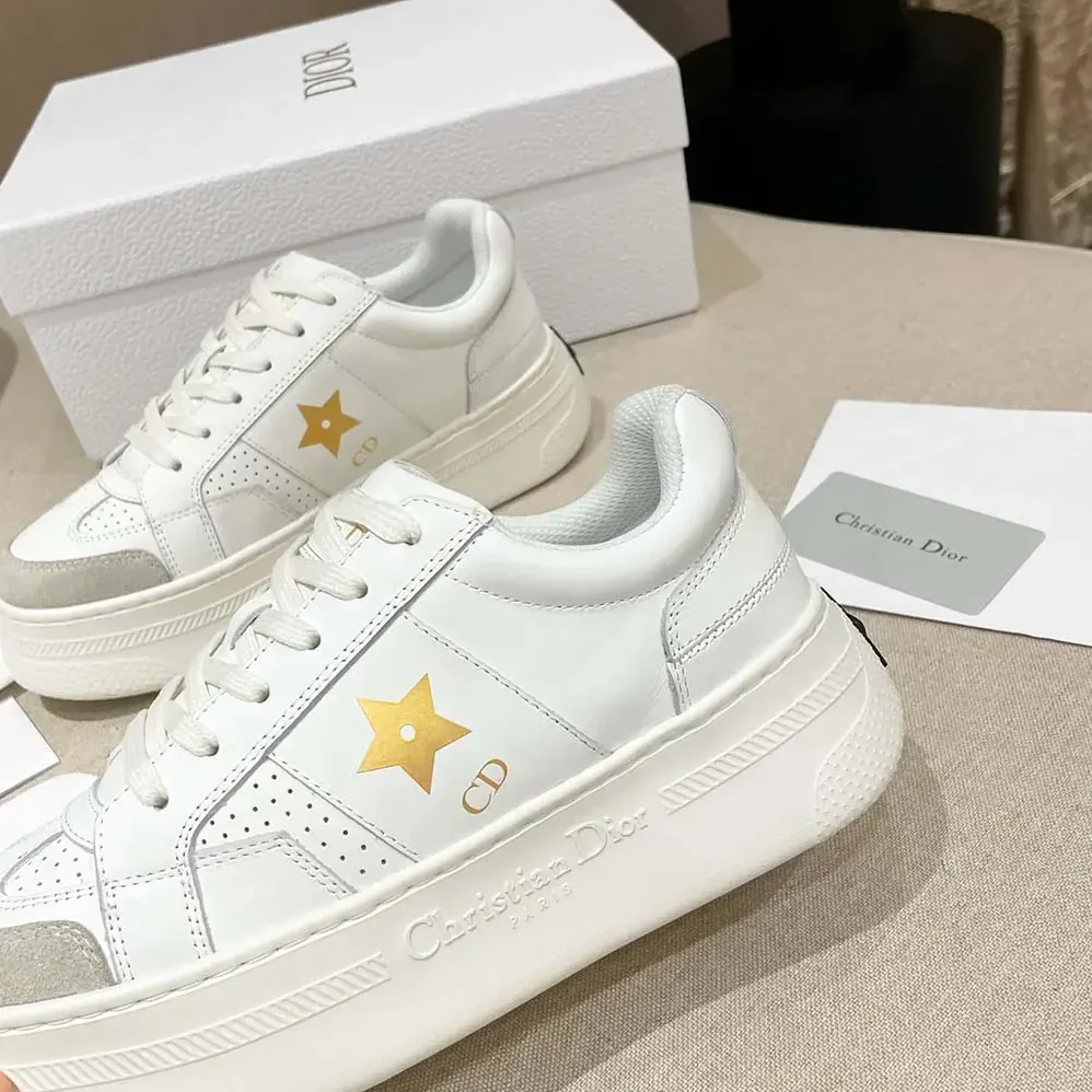 Dior Dior Star Platform Sneaker White Calfskin and Suede for Women Dior Dior Star Platform Sneaker White Calfskin and Suede for Women