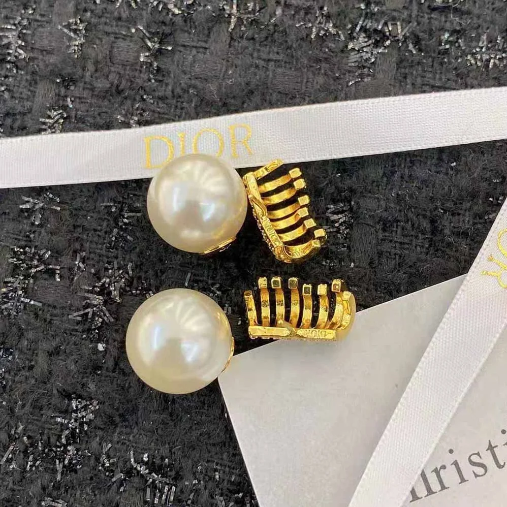 Dior Tribales Earrings Gold-Finish Metal with White Resin Pearls and White Crystals for Women Dior Tribales Earrings Gold-Finish Metal with White Resin Pearls and White Crystals for Women