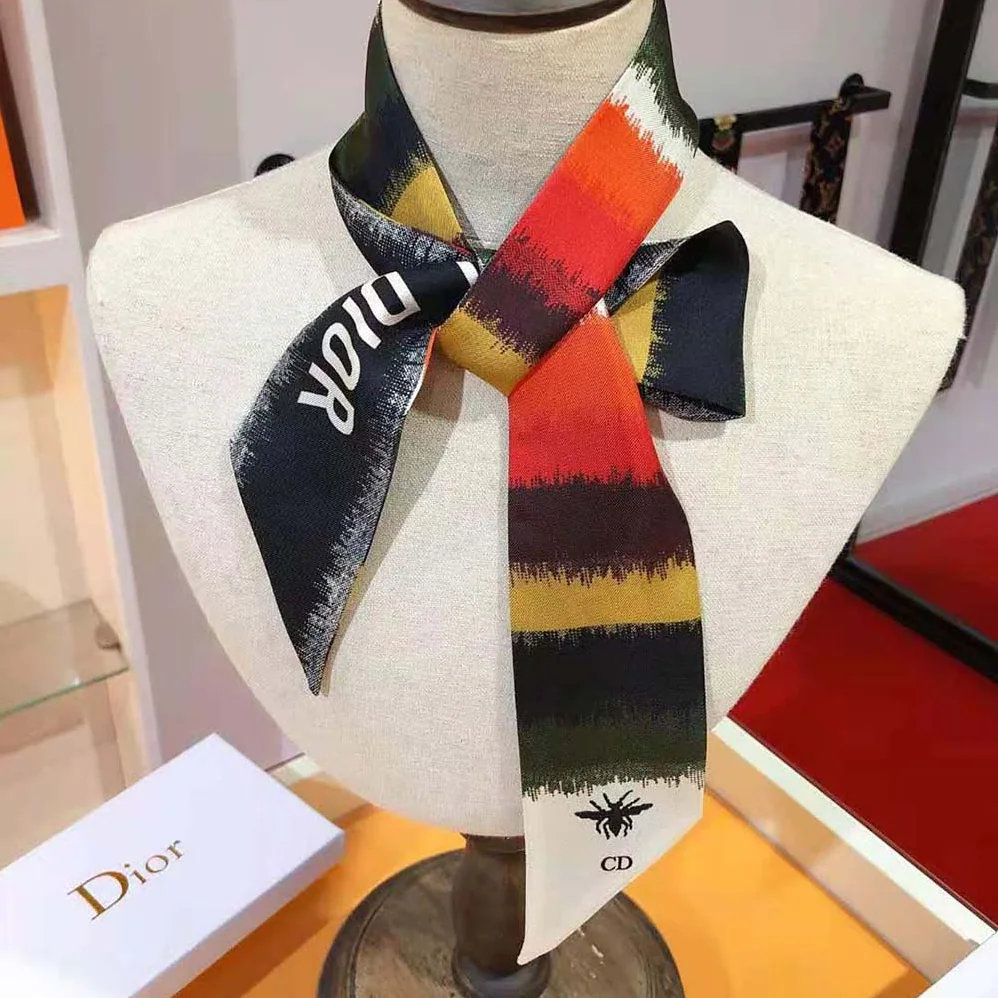 Dior D-Stripes Mitzah Scarf Multicolor Silk Twill for Women Dior D-Stripes Mitzah Scarf Multicolor Silk Twill for Women