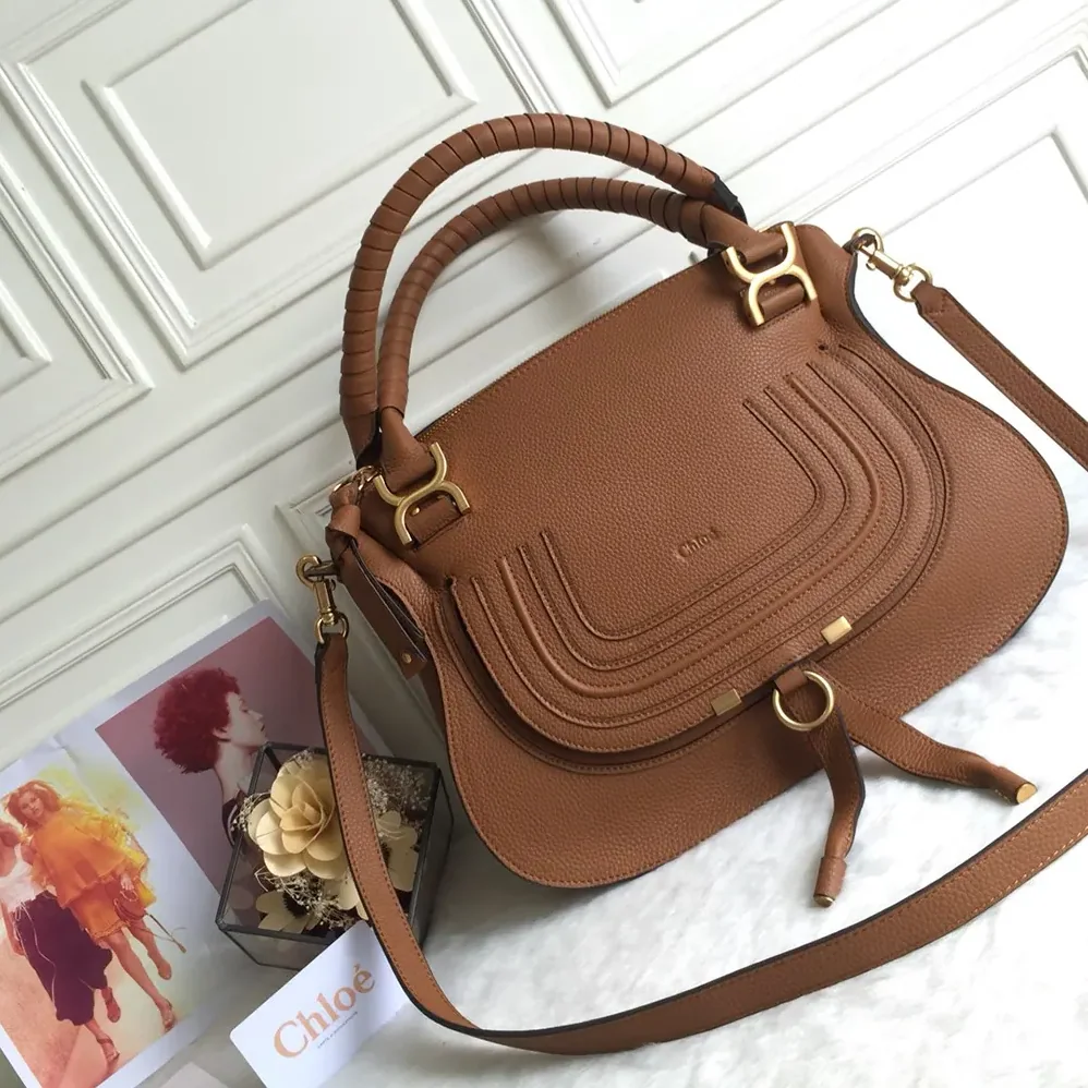 Chloe Marcie Bag in Grained Leather for Women in Tan