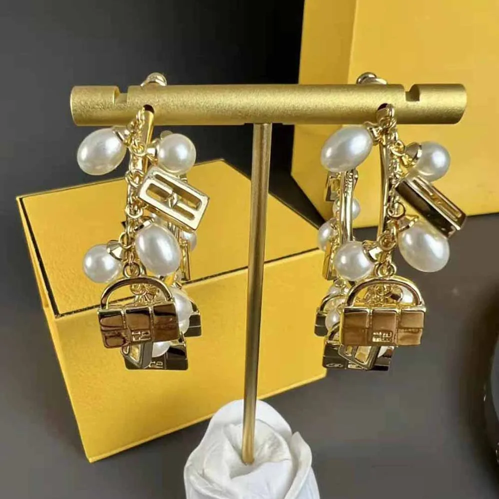 Fendi Baguette Earrings Gold for Women in colored