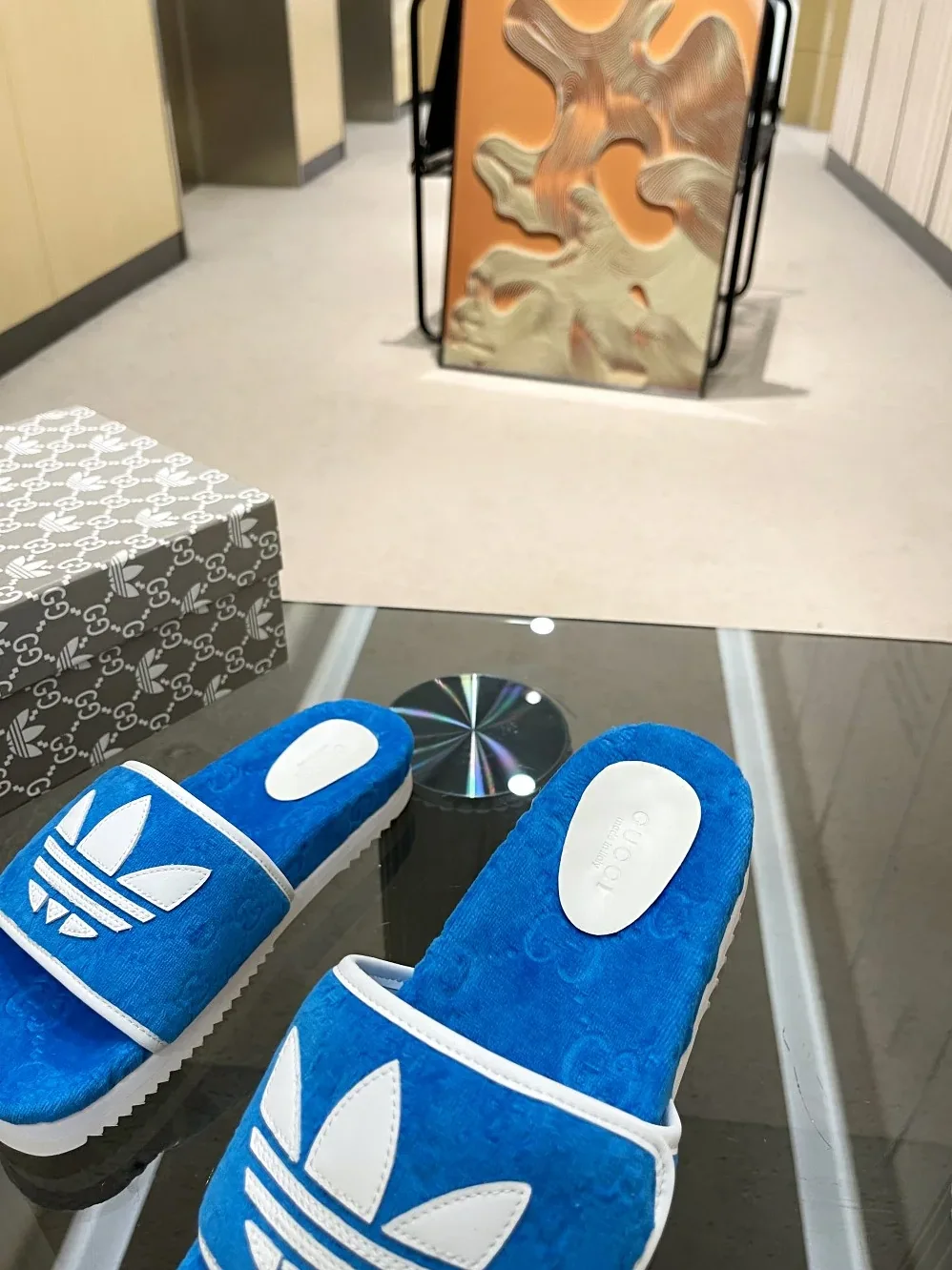 Gucci x Adidas GG Platform Sandal Blue for Women Gucci x Adidas GG Platform Sandal Blue for Women