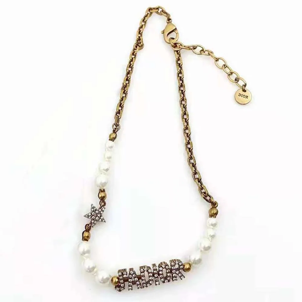 Dior J'Adior Choker Necklace Antique Gold for Women in Finish Metal