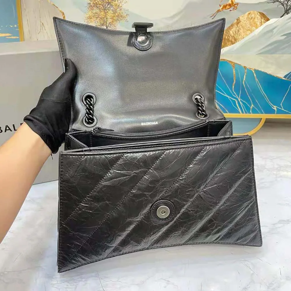 Balenciaga Crush Medium Chain Bag Quilted in Black for Women Balenciaga Crush Medium Chain Bag Quilted in Black for Women