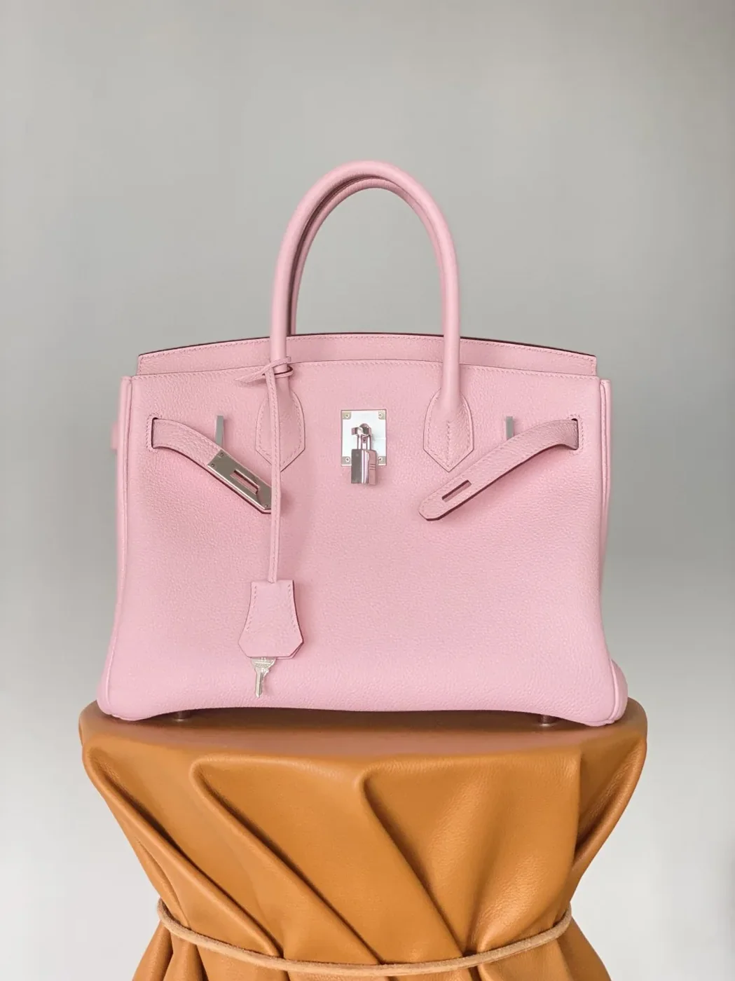 Hermes Birkin Top Handle Bag / Nata Swift Pink Silver Hardware