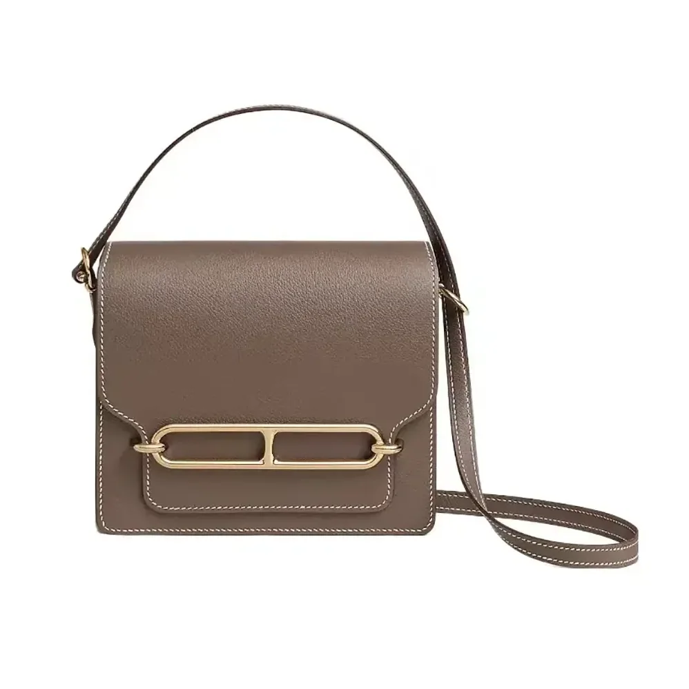 Hermes Roulis Mini Bag in Evercolor Calfskin for Women in Gray/Gold