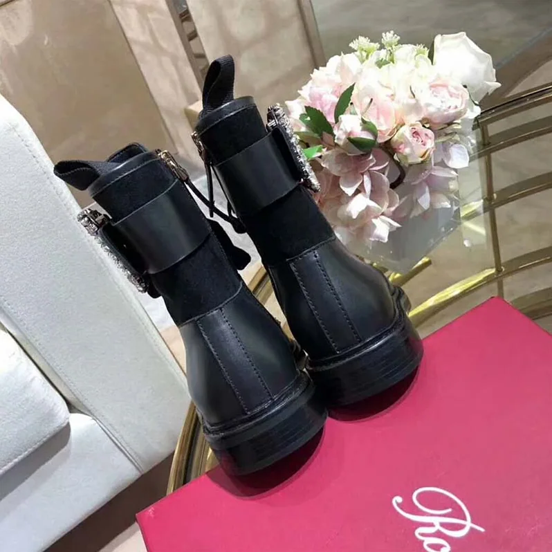 Roger Vivier Shoes Viv' Rangers Strass Buckle Ankle Boots for Women in Black Roger Vivier Shoes Viv' Rangers Strass Buckle Ankle Boots for Women in Black