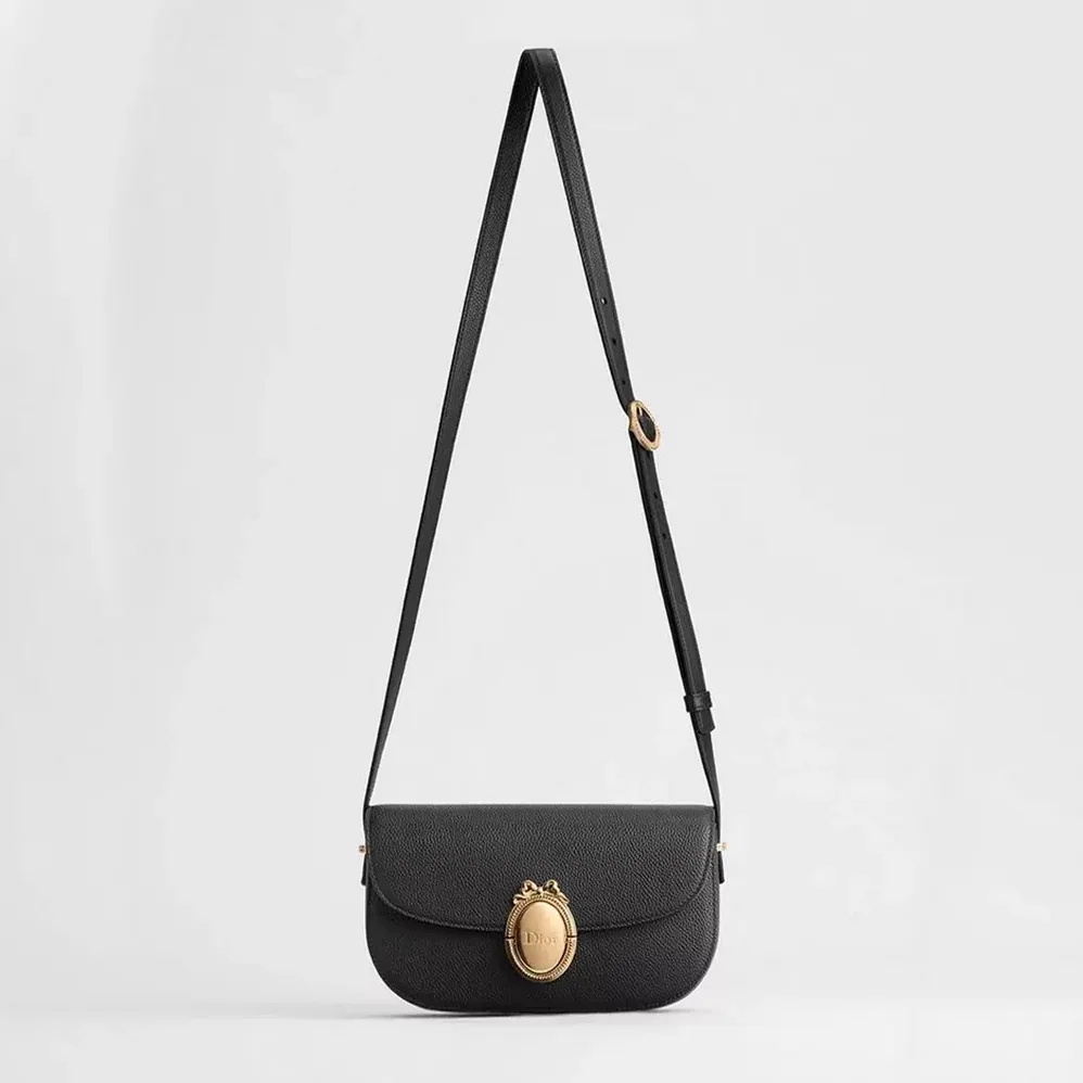 Dior Small Dior Médaillon Flap Bag Black Grained Calfskin for Women Dior Small Dior Médaillon Flap Bag Black Grained Calfskin for Women