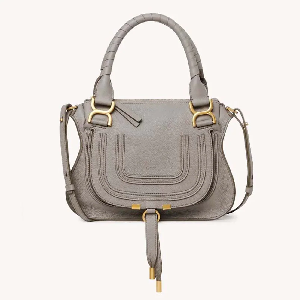Chloe Marcie Small Double Carry Bag for Women in Silver Chloe Marcie Small Double Carry Bag for Women in Silver