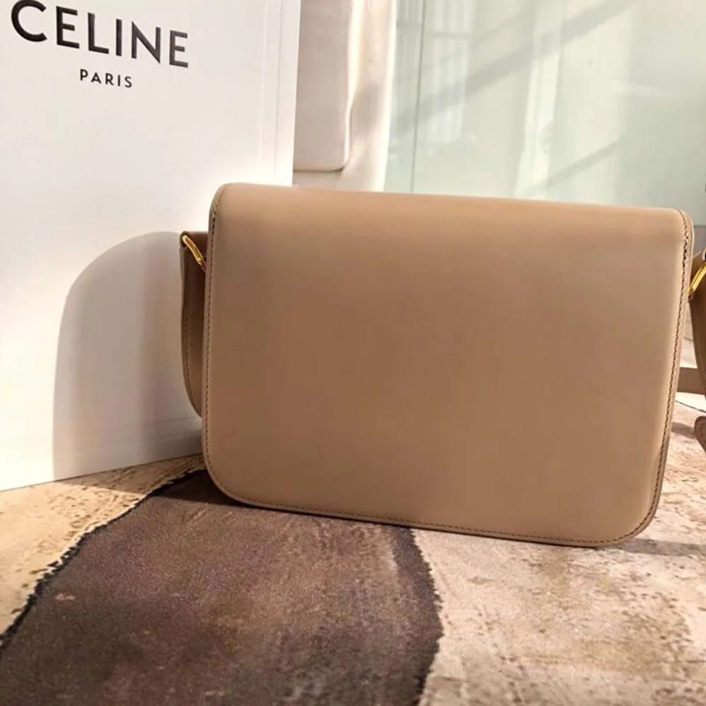 Celine Teen Triomphe Bag in Shiny Calfskin for Women in Sandy