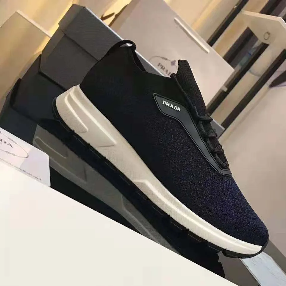 Prada PRAX 01 Knit Fabric Sneakers for Men in Navy Prada PRAX 01 Knit Fabric Sneakers for Men in Navy