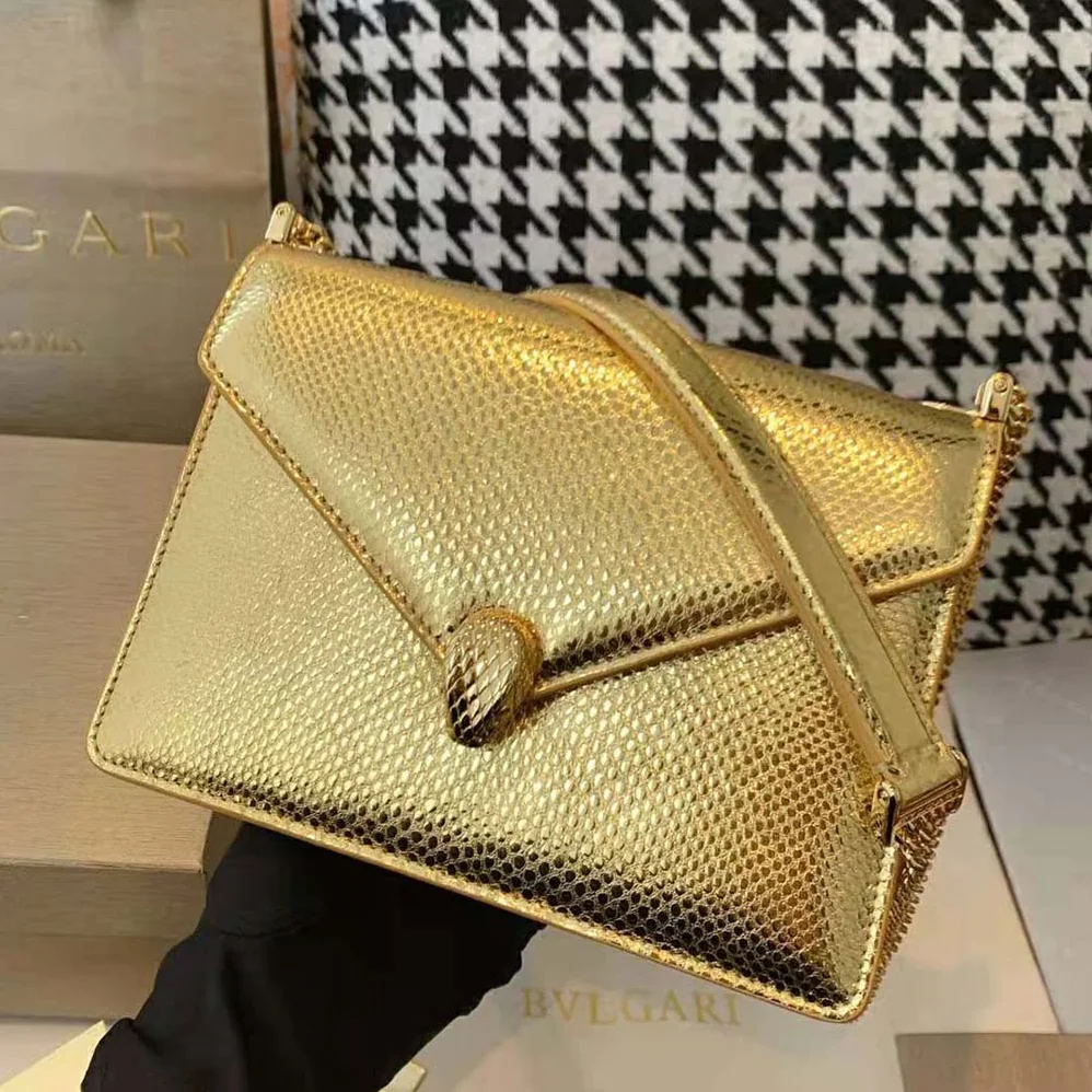 Bvlgari Serpenti Forever Shoulder Bag in Karung Leather for Women in Gold Bvlgari Serpenti Forever Shoulder Bag in Karung Leather for Women in Gold