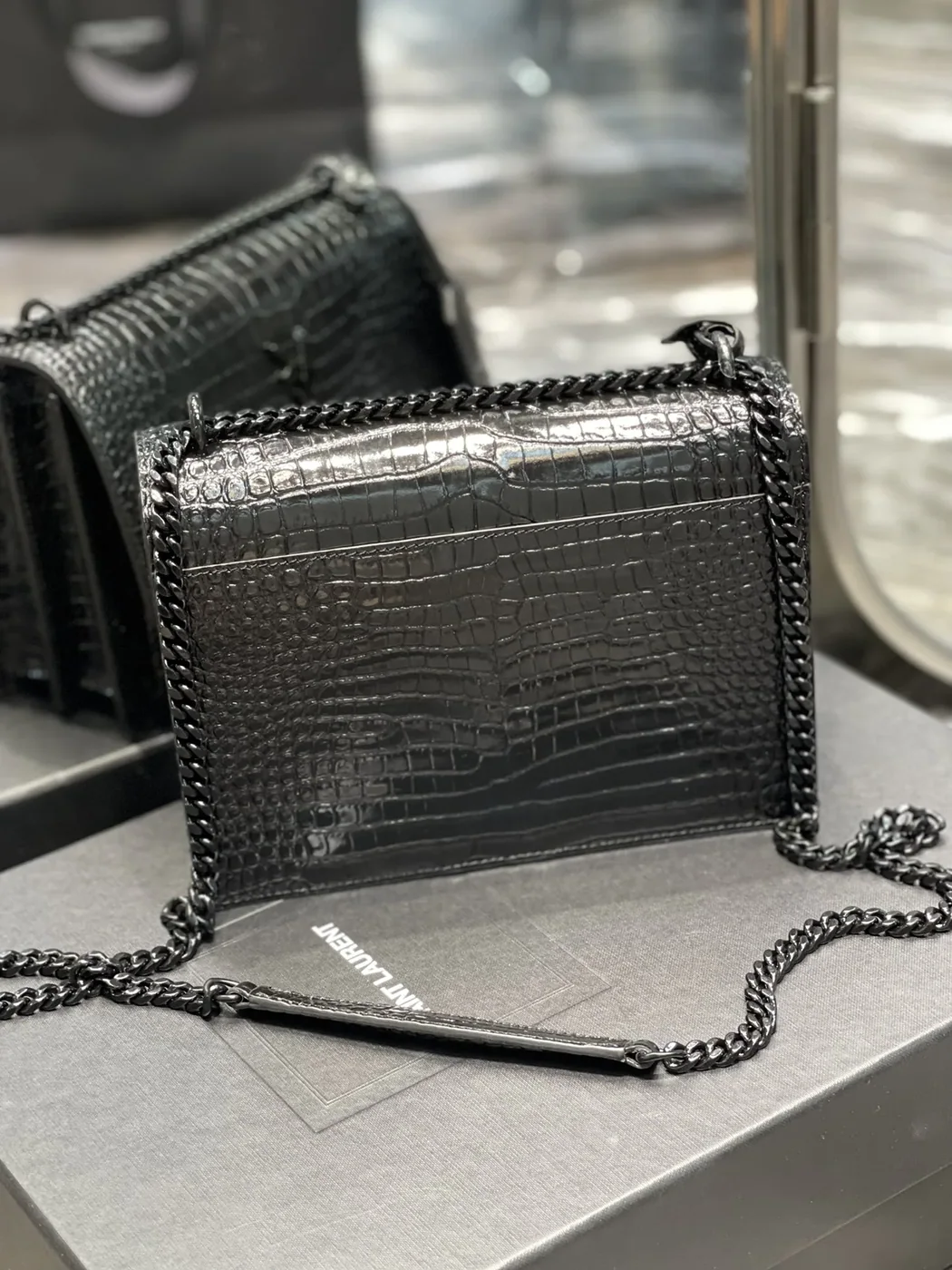 Saint Laurent Sunset Medium Chain Bag Black in YSL Saint Laurent Sunset Medium Chain Bag Black in YSL
