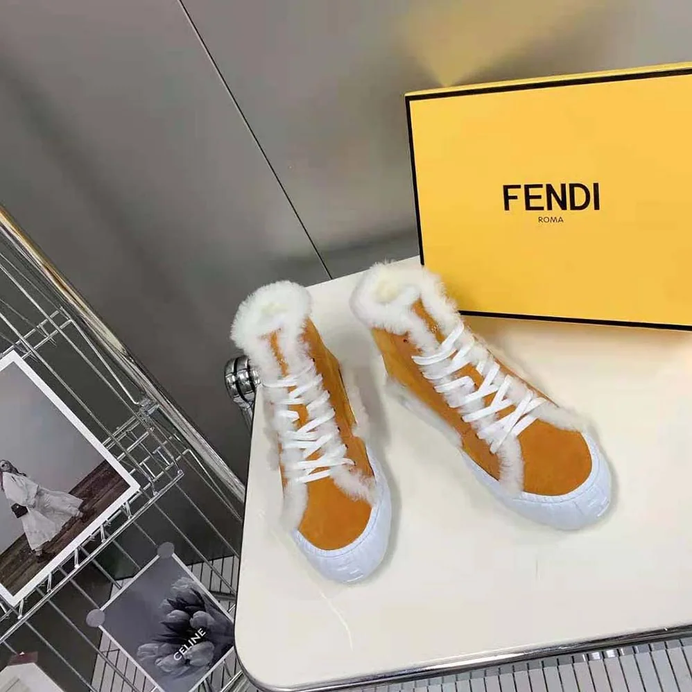 Fendi Force Yellow Suede High for Women in Tops