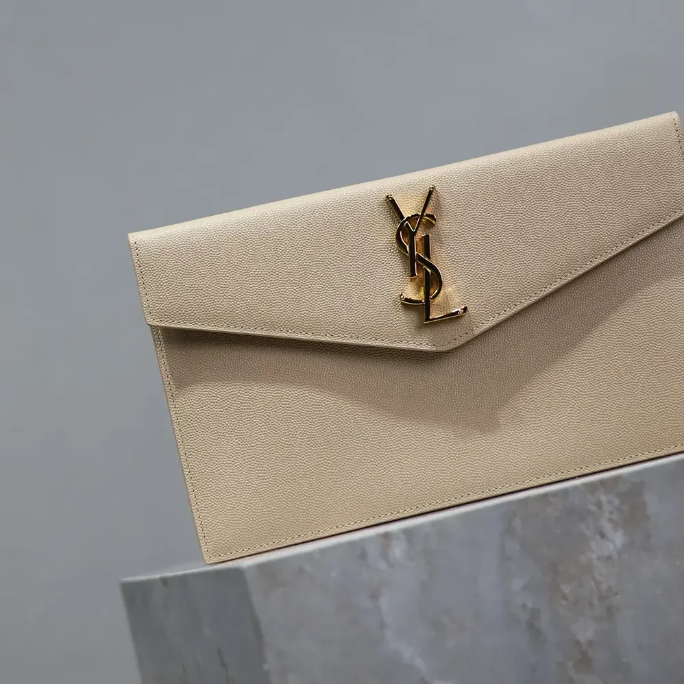 Saint Laurent YSL Uptown Pouch in Grain De Poudre Embossed Leather for Women