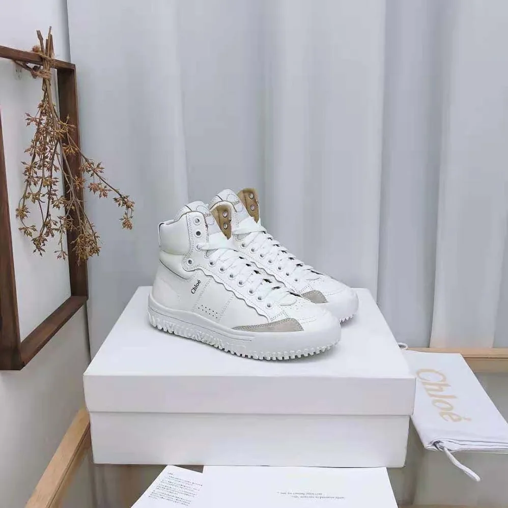 Chloe Franckie High-Top Sneaker in Smooth Calfskin for Women in White Chloe Franckie High-Top Sneaker in Smooth Calfskin for Women in White