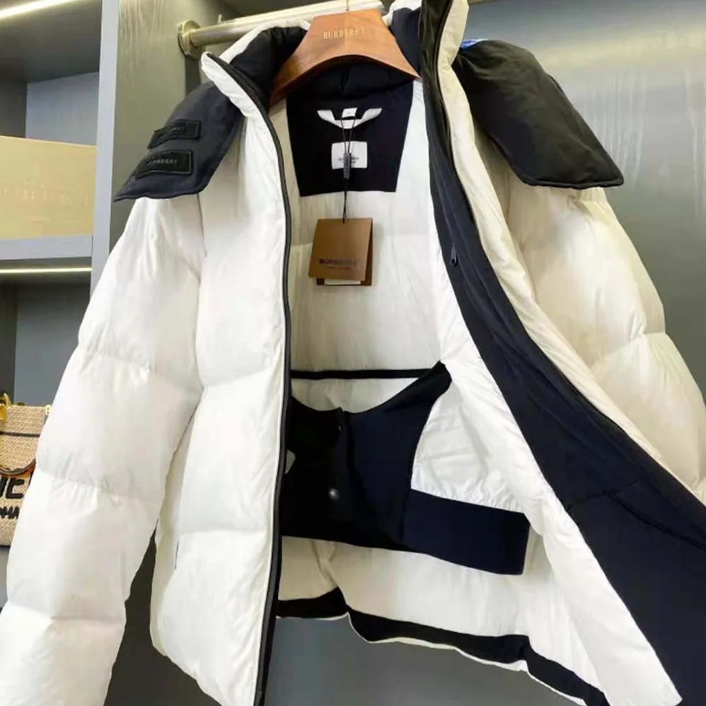 Burberry Detachable Hood Nylon Puffer Jacket for Women in White