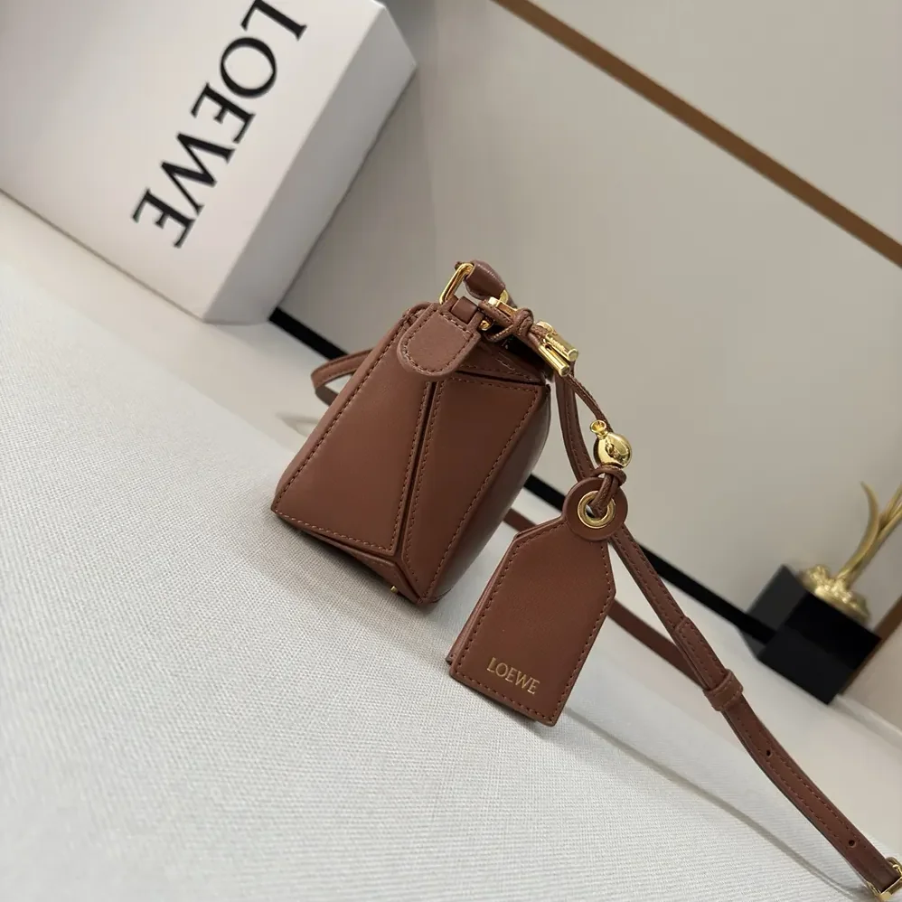 Loewe Small Featherlight Puzzle Bag in Nappa Lambskin for Unisex in Brown