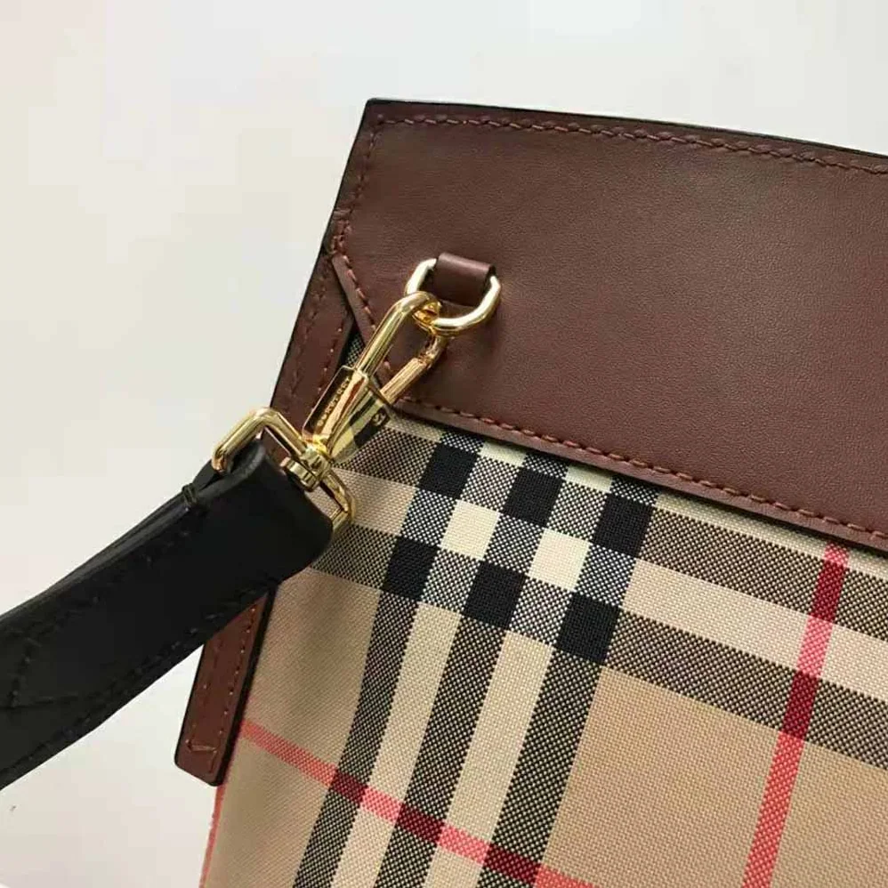 Burberry Vintage Check and Leather Society Top Handle Bag for Women Burberry Vintage Check and Leather Society Top Handle Bag for Women