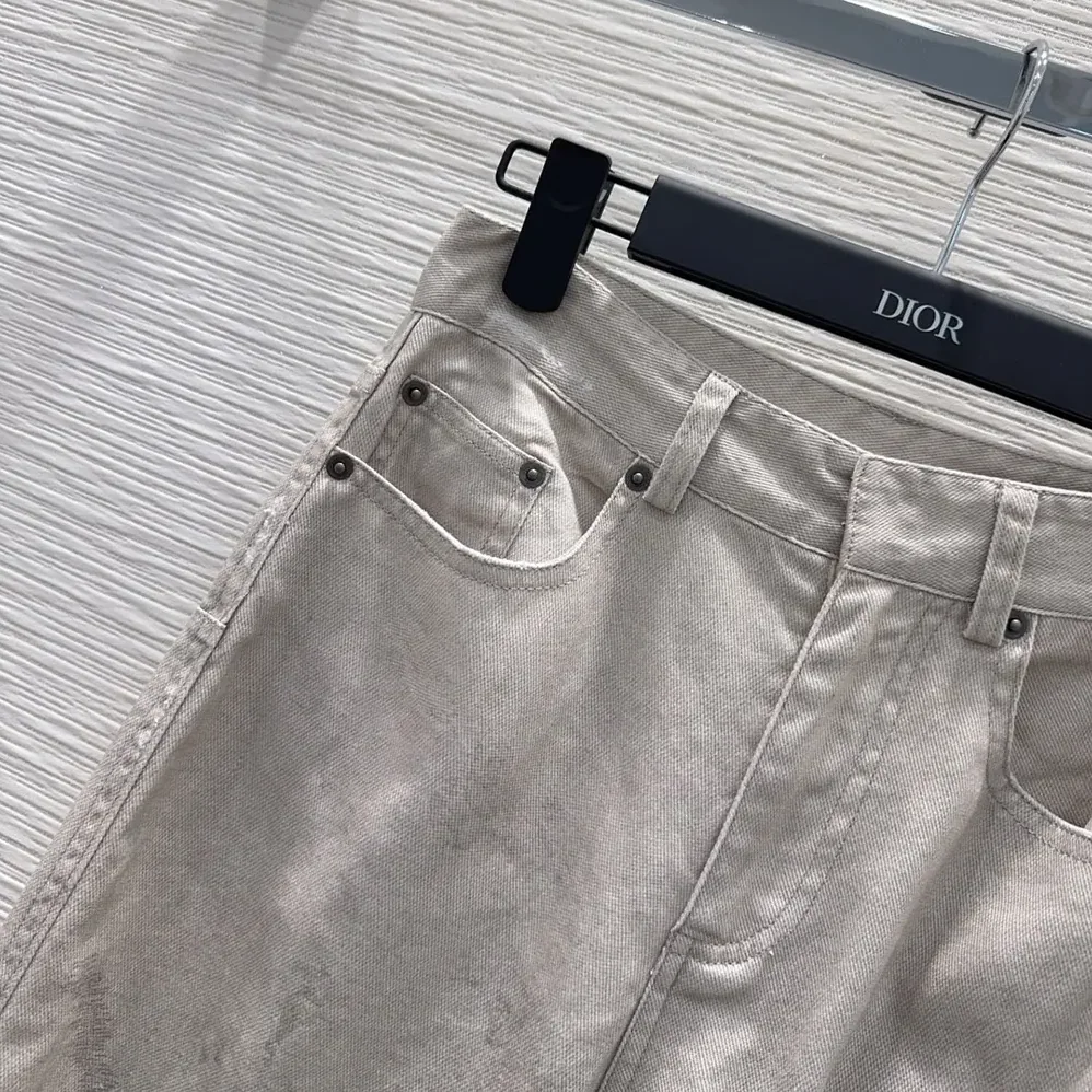 Dior Flared Jeans Beige Dior Barocco Cotton for Women in Linen Denim Dior Flared Jeans Beige Dior Barocco Cotton for Women in Linen Denim