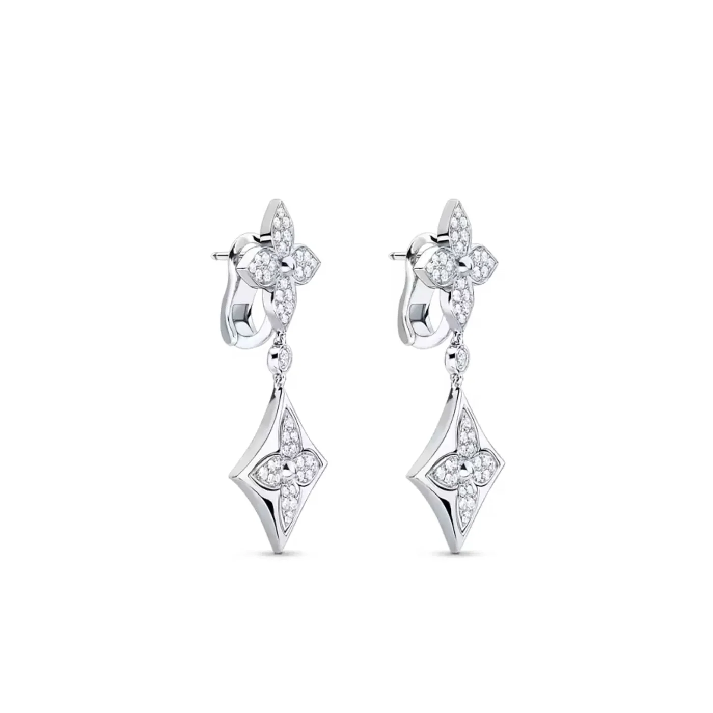 Louis Vuitton Color Blossom Long Earrings Silver in Toned Louis Vuitton Color Blossom Long Earrings Silver in Toned