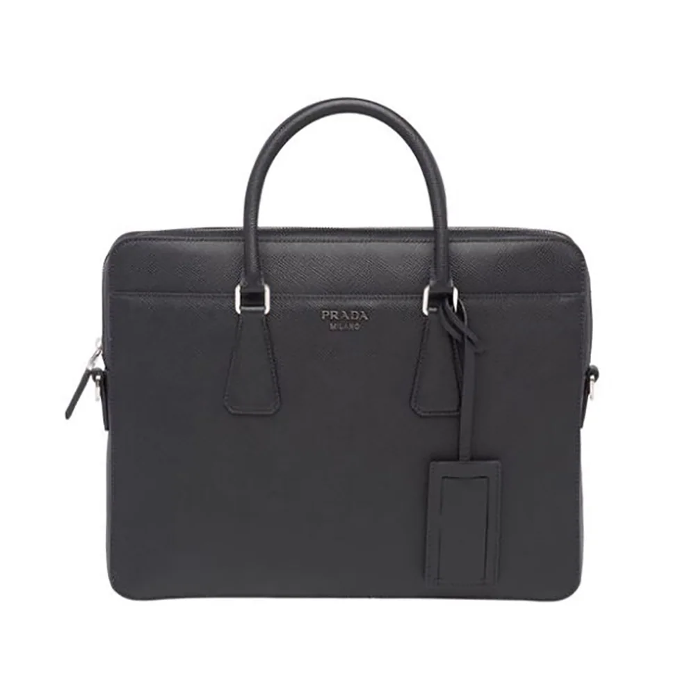 Prada Saffiano Leather Briefcase for Men in Black Prada Saffiano Leather Briefcase for Men in Black