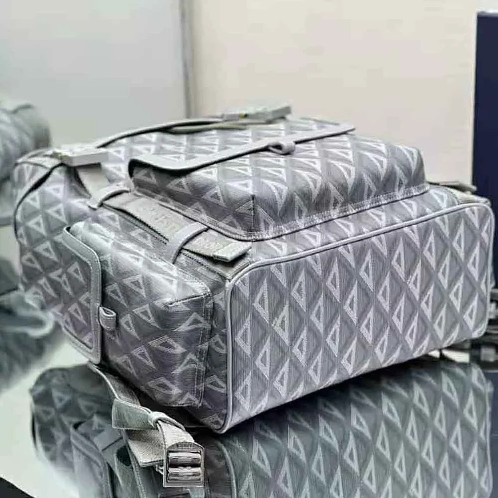 Dior Hit the Road Backpack Dior Gray CD Diamond Canvas for Men Dior Hit the Road Backpack Dior Gray CD Diamond Canvas for Men