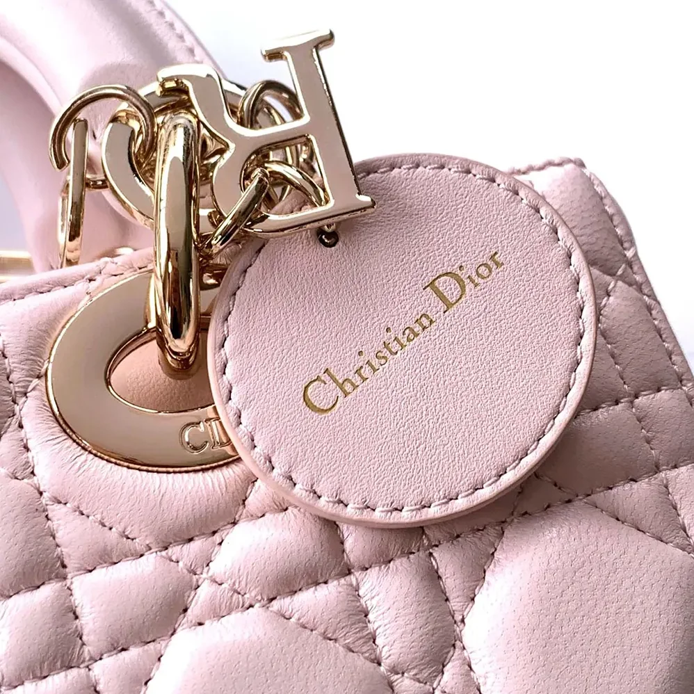 Dior Small Lady D-Joy Bag Powder Pink Cannage Lambskin for Women
