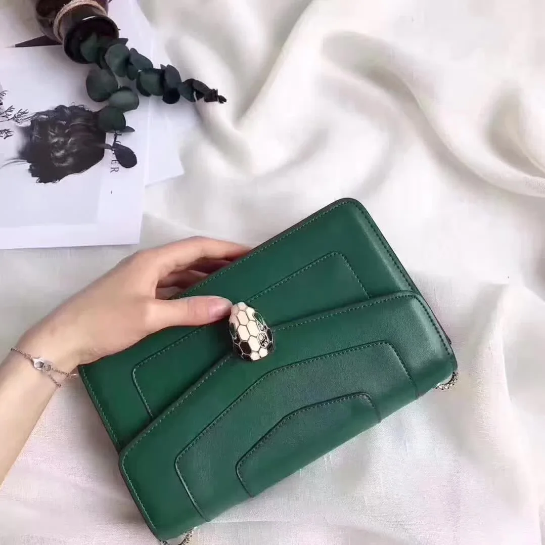 Bvlgari Serpenti Forever Small Flap Cover Chain Bag Calfskin in Green Bvlgari Serpenti Forever Small Flap Cover Chain Bag Calfskin in Green