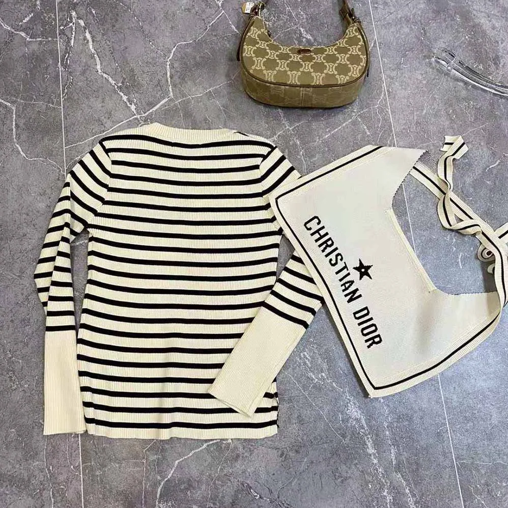 Dior Mariniere Sweater with Removable Collar for Women