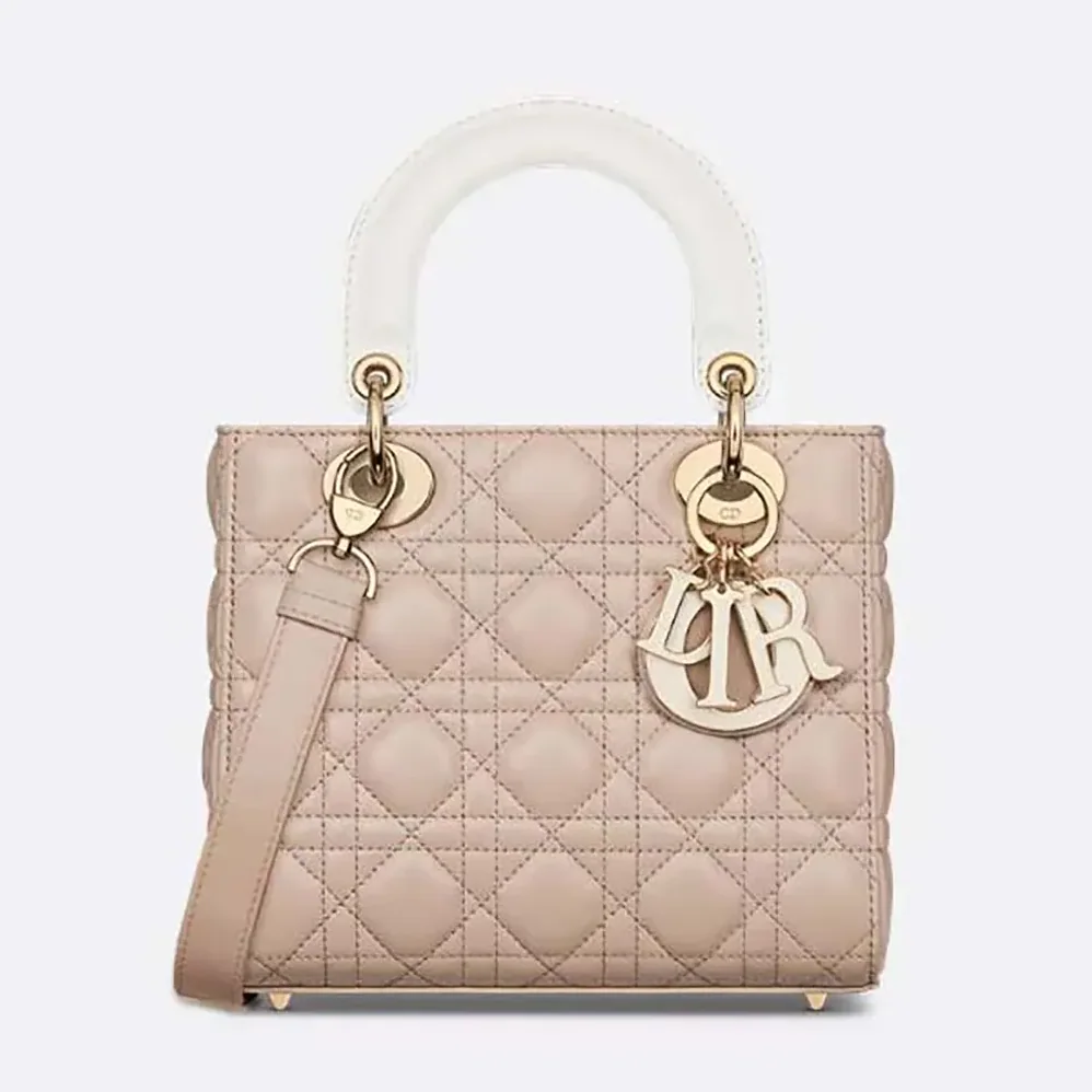 Dior Small Lady Dior Bag Two-Tone Trench Beige and Latte Cannage Lambskin for Women Dior Small Lady Dior Bag Two-Tone Trench Beige and Latte Cannage Lambskin for Women