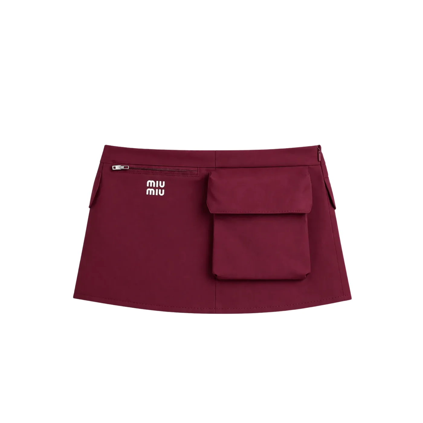 Miu Miu Technical Poplin Cargo Mini Skirt Bordeaux Miu Miu Technical Poplin Cargo Mini Skirt Bordeaux