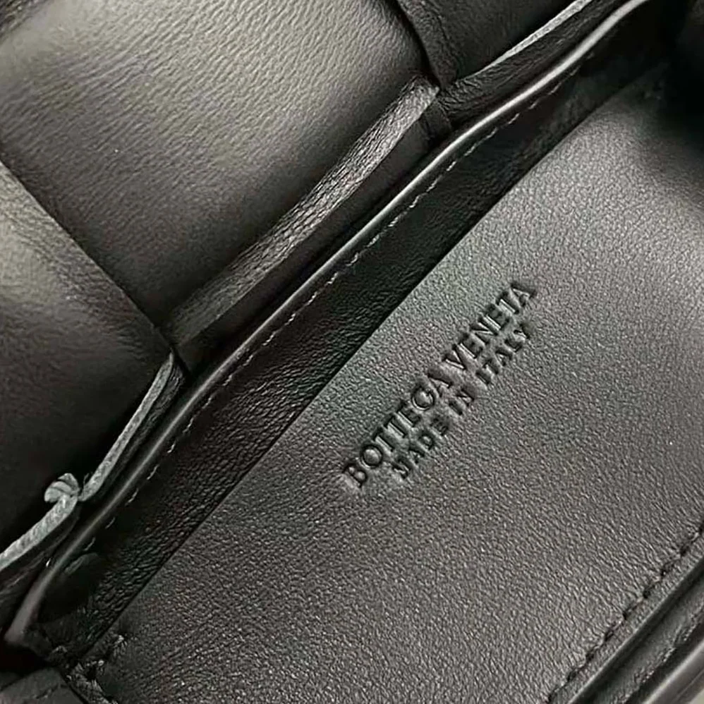 Bottega Veneta Candy Padded Cassette Mini Padded Intreccio Leather Cross-Body Bag for Women in Black