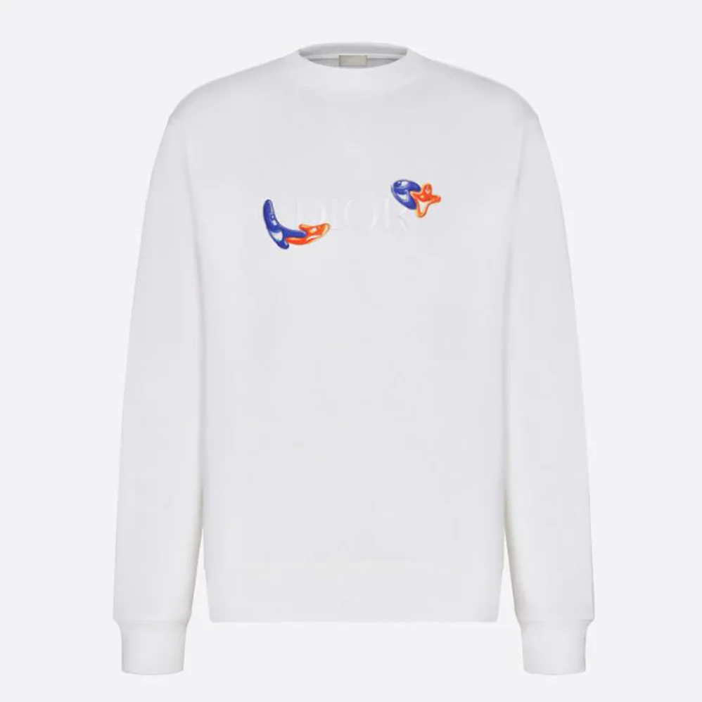Dior Oversized Dior and Kenny Scharf Sweatshirt White Cotton Fleece for Men Dior Oversized Dior and Kenny Scharf Sweatshirt White Cotton Fleece for Men