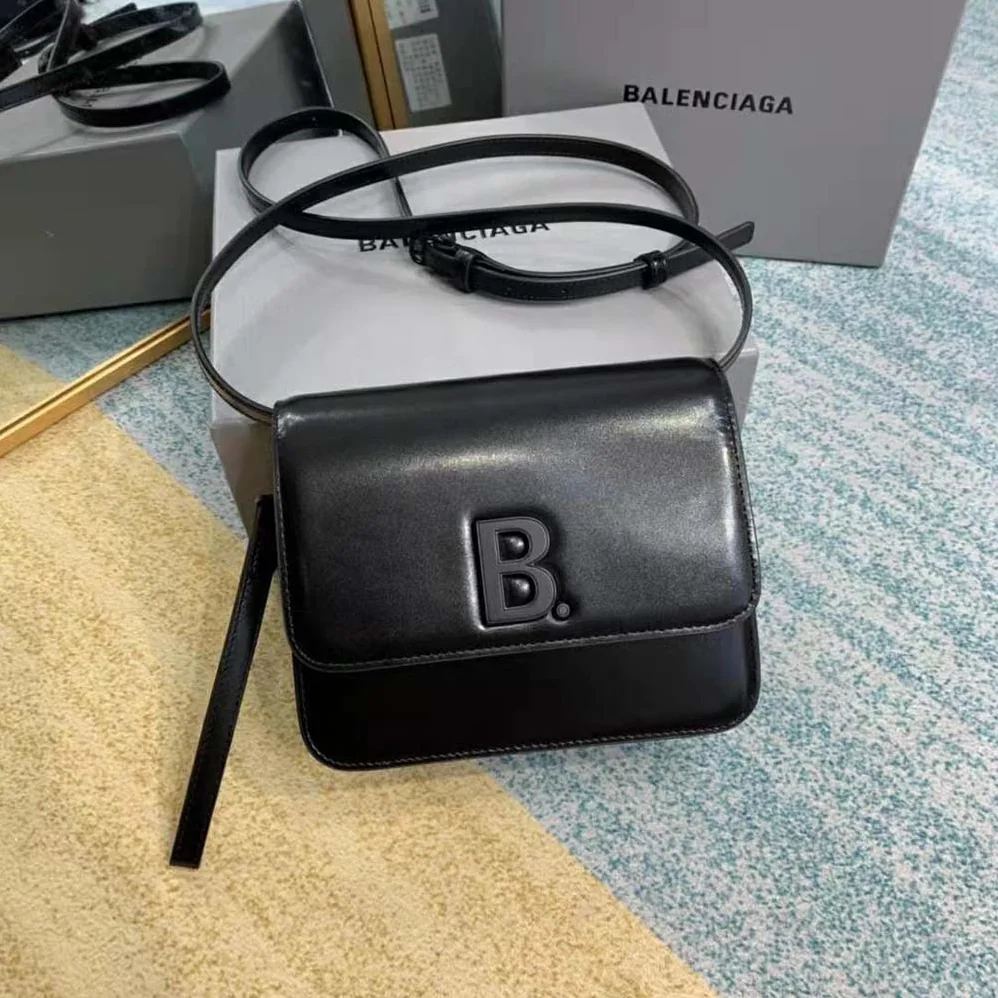Balenciaga B Small Bag in Black Shiny Calfskin for Women