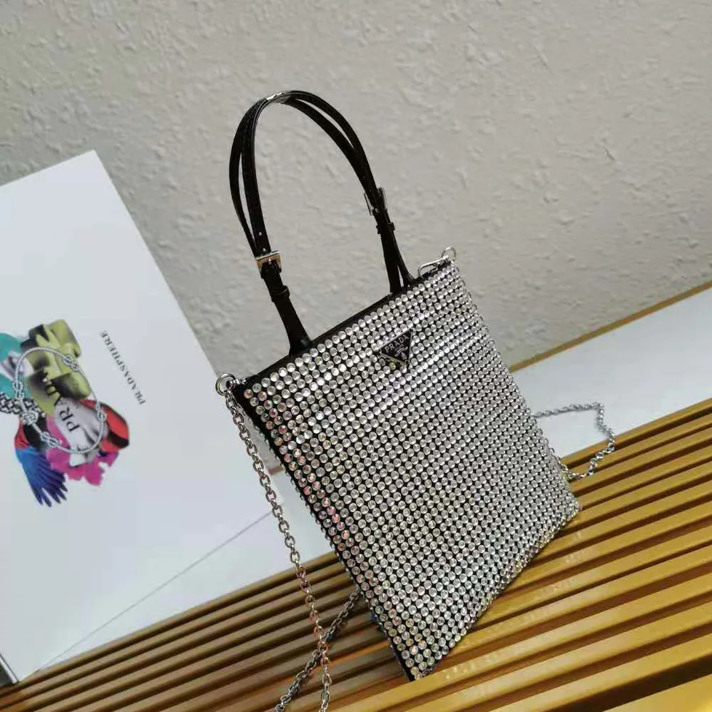 Prada Satin Handbag with Decoration for Women in Silver Prada Satin Handbag with Decoration for Women in Silver