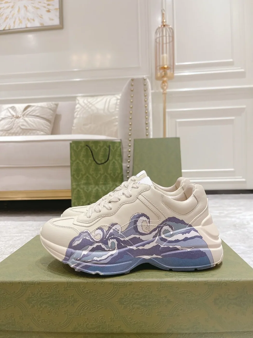 Gucci Rhyton Sneaker With Wave White Gucci Rhyton Sneaker With Wave White