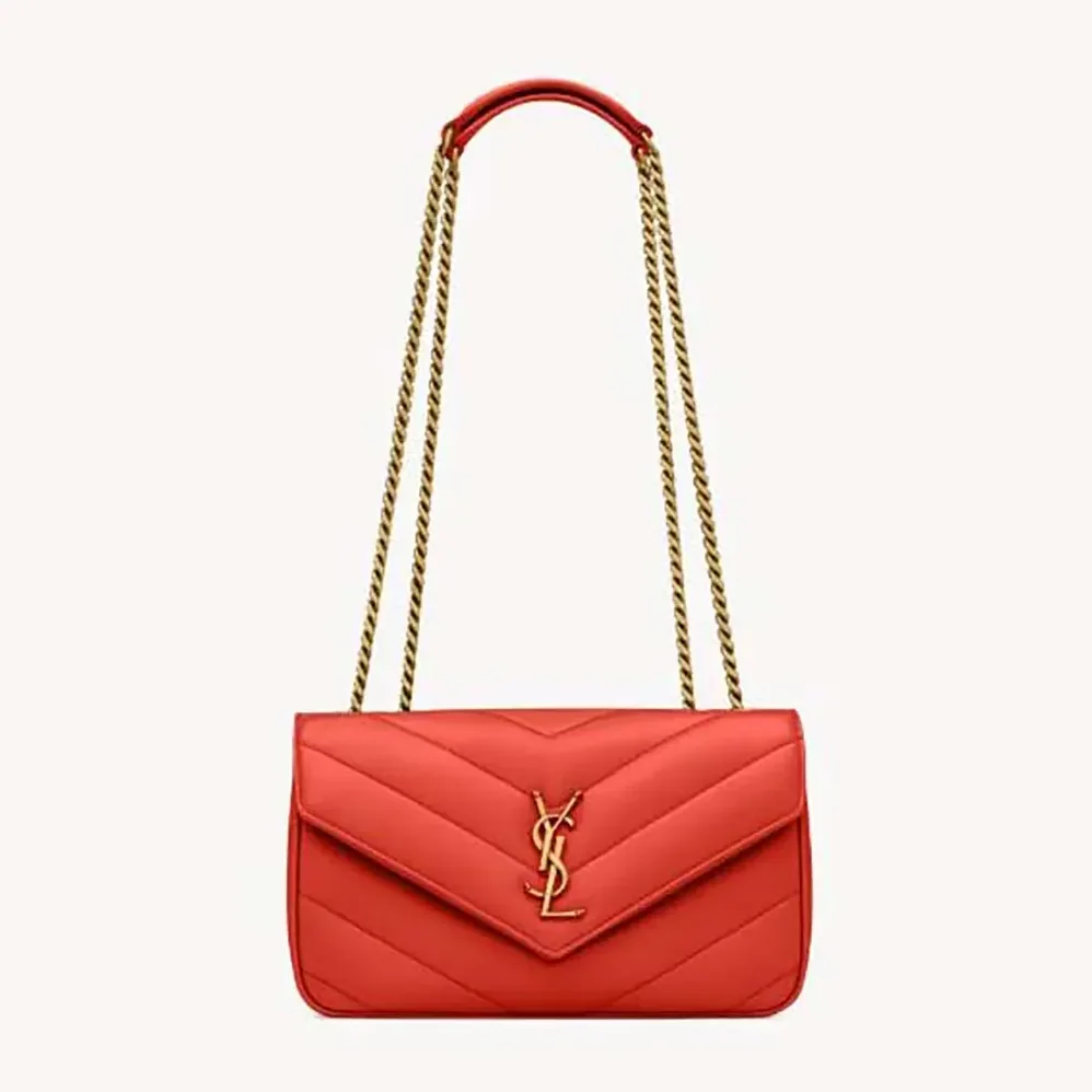 Saint Laurent YSL Loulou Small in Matelasse Lambskin for Women in Orange