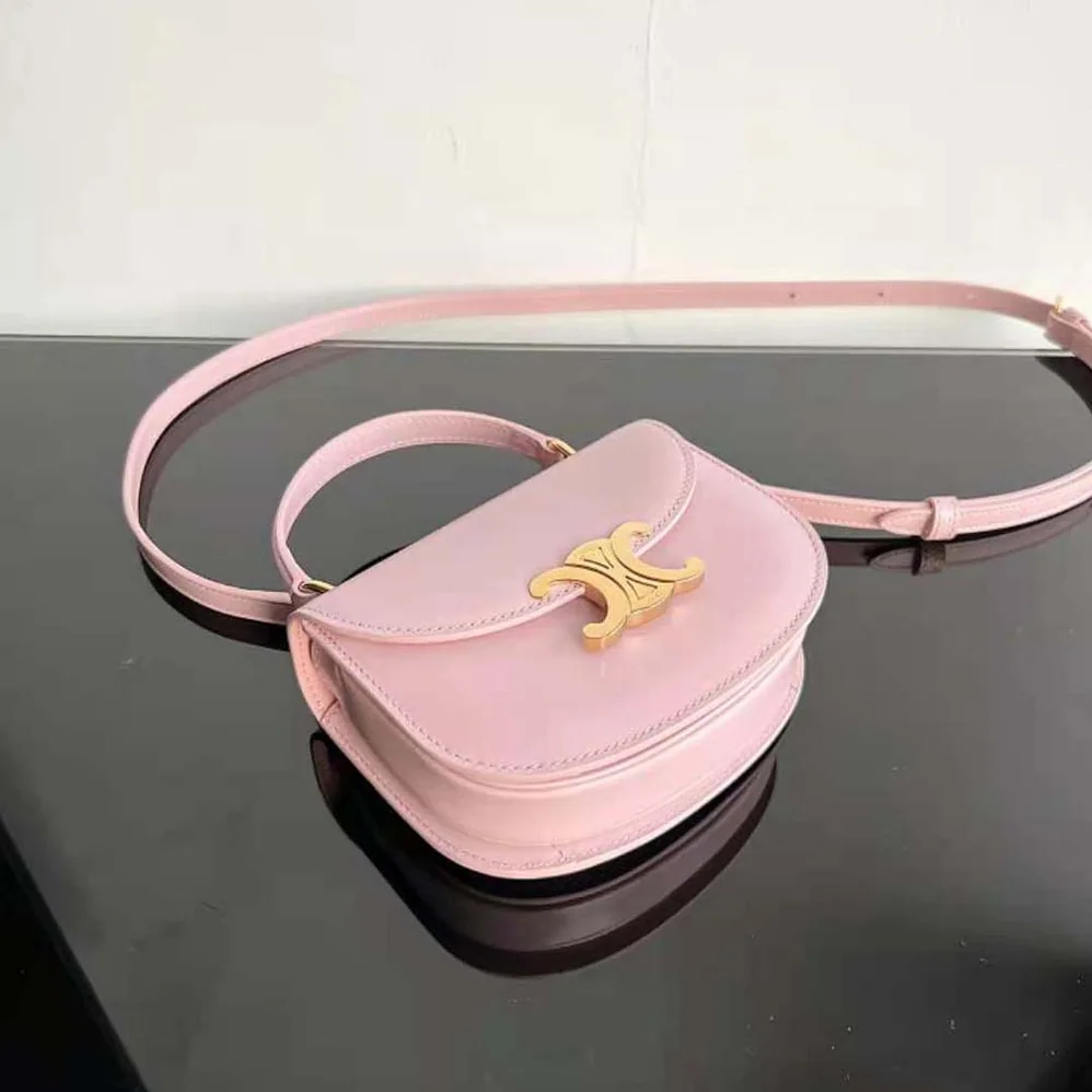 Celine Mini Besace Triomphe in Shiny Calfskin for Women in Pink Celine Mini Besace Triomphe in Shiny Calfskin for Women in Pink