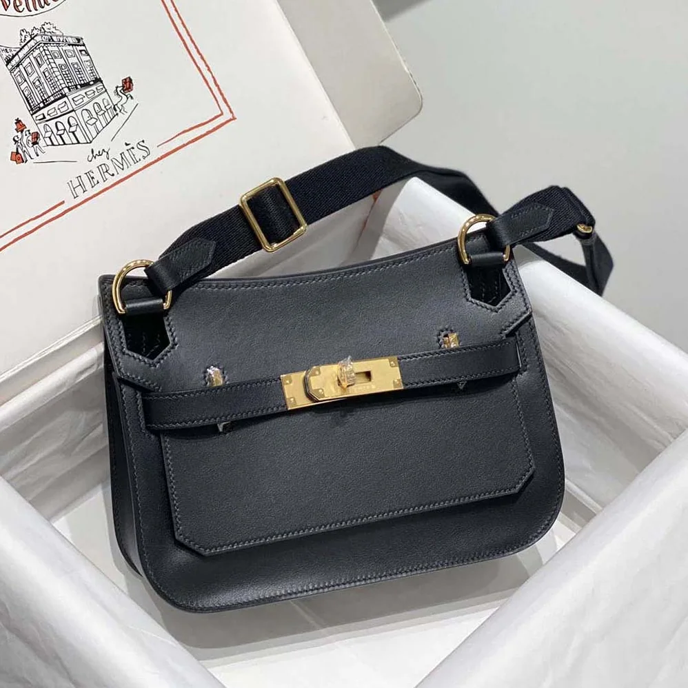 Hermes Jyspiere in Evercolor Leather for Women in Black/Gold