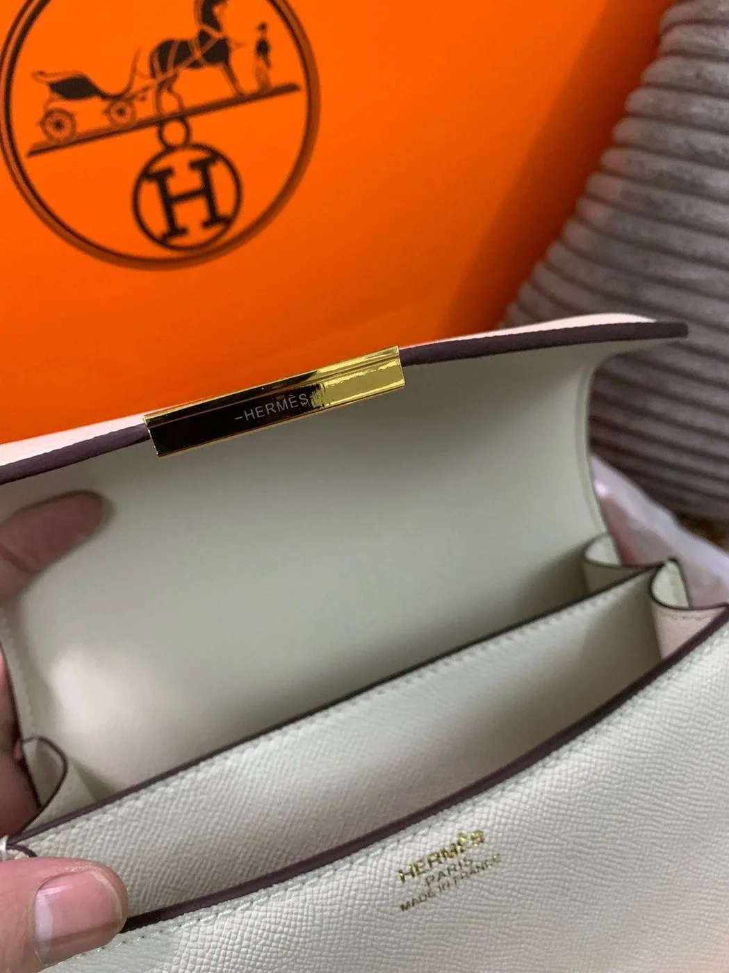 Hermes Constance 18 Crossbody Bag in White Gold Hardware Hermes Constance 18 Crossbody Bag in White Gold Hardware