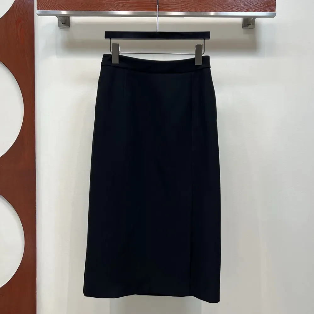 Dior Mid-Length Straight Skirt Black Virgin Wool and Silk Grain de Poudre for Women